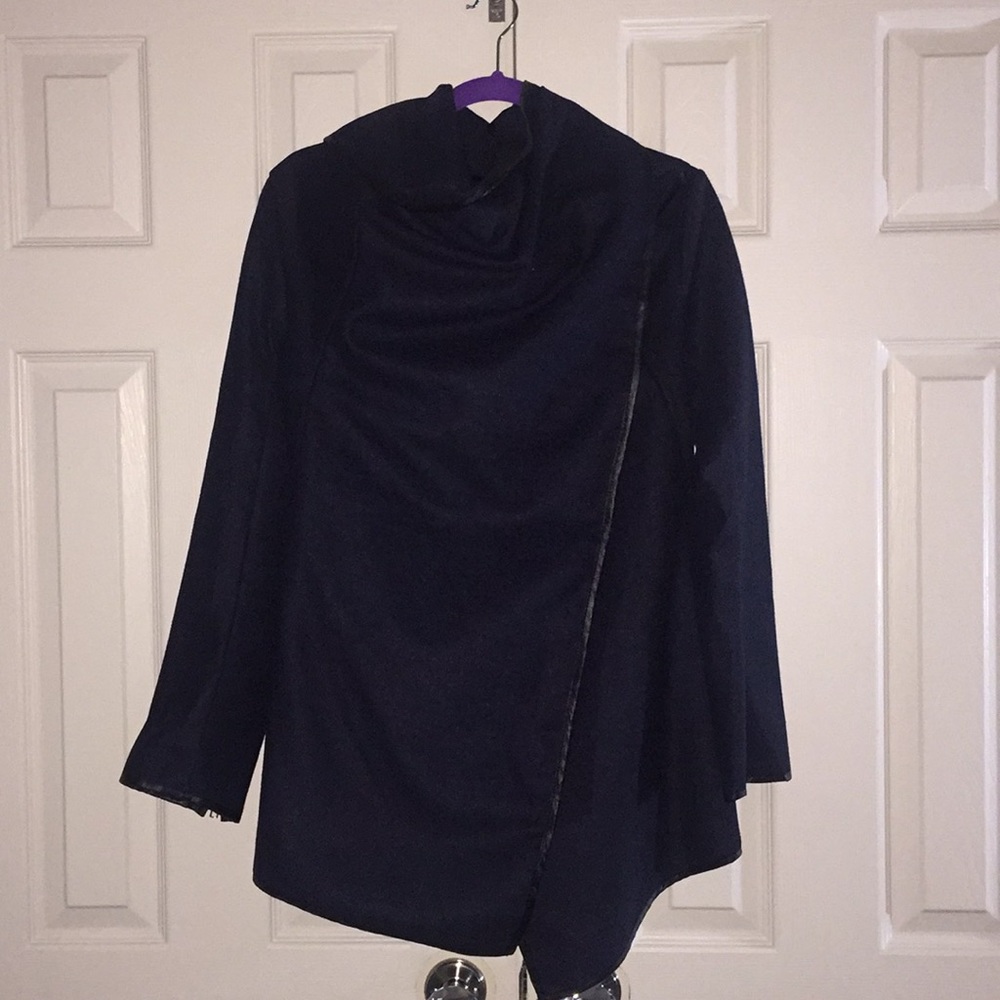 Navy blue drape front jacket